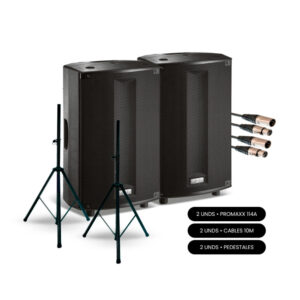 FBT PROMAXX 114A – Paquete 2 Altavoces + Trípodes + Cables