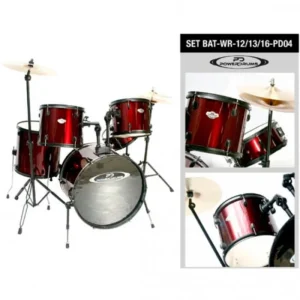 Powerdrums PD-04 Kit de Batería Acústica Completa Acabado Wine Red