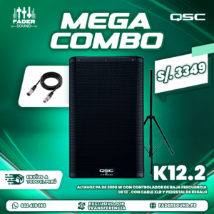 Combo QSC K12.2 + Cable xlr + Pedestal